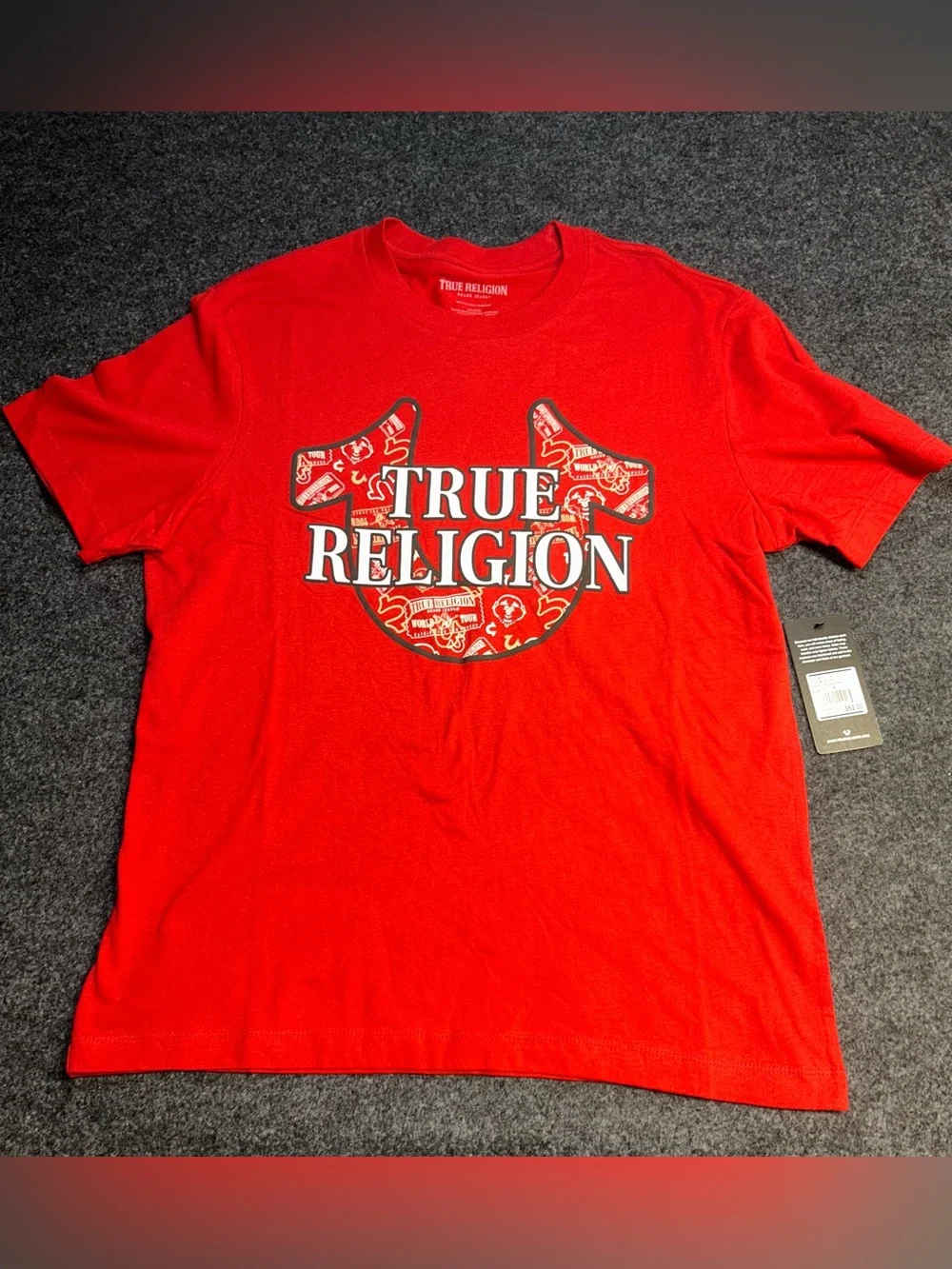 True Religion Men's Horseshoe Logo Tee T-Shirt Size S Red
